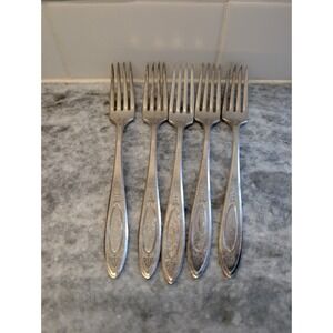 SET 5 DINNER FORKS Vintage COMMUNITY silverplate
